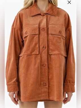 GREY LAB Rust Corduroy Oversized Shacket Jacket Size M